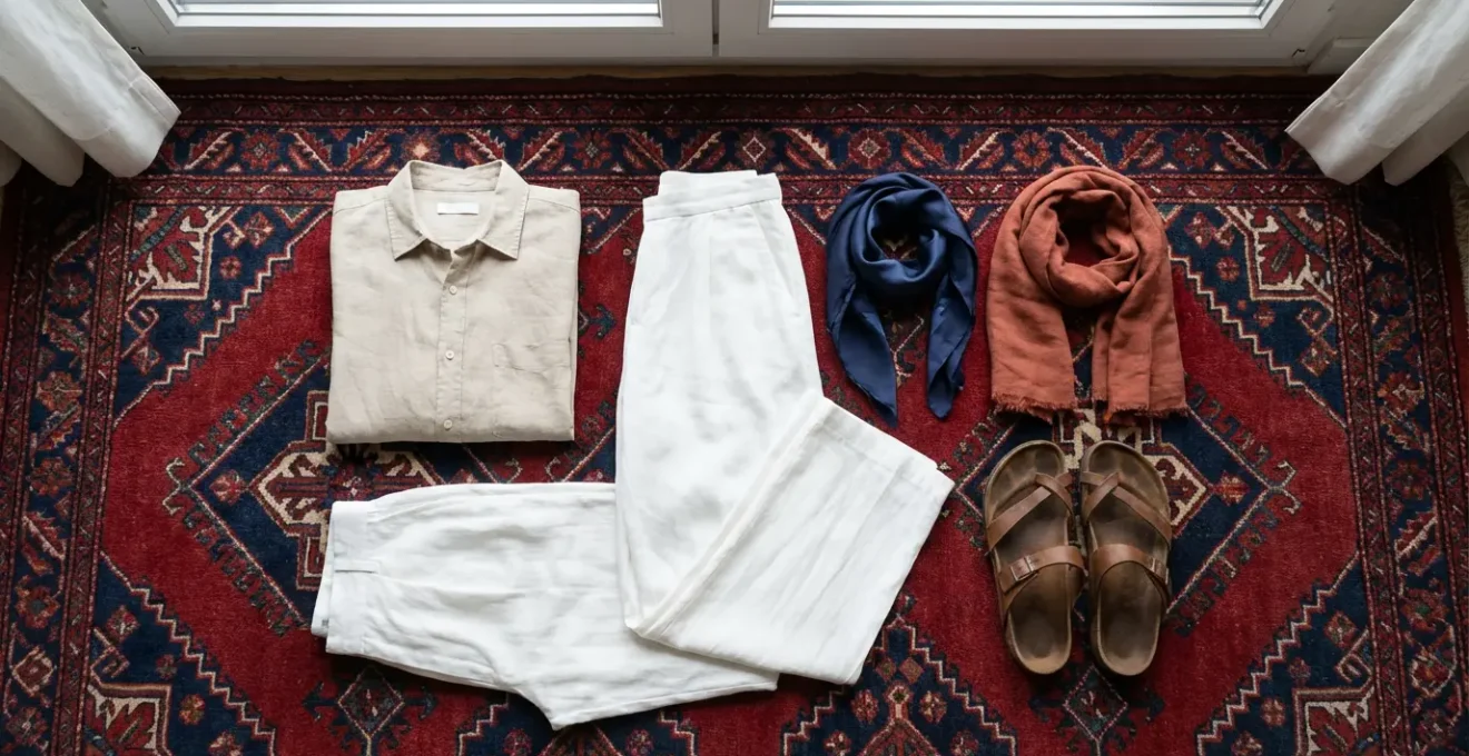 Garde-robe capsule pour voyageur français au Levant avec vêtements adaptés