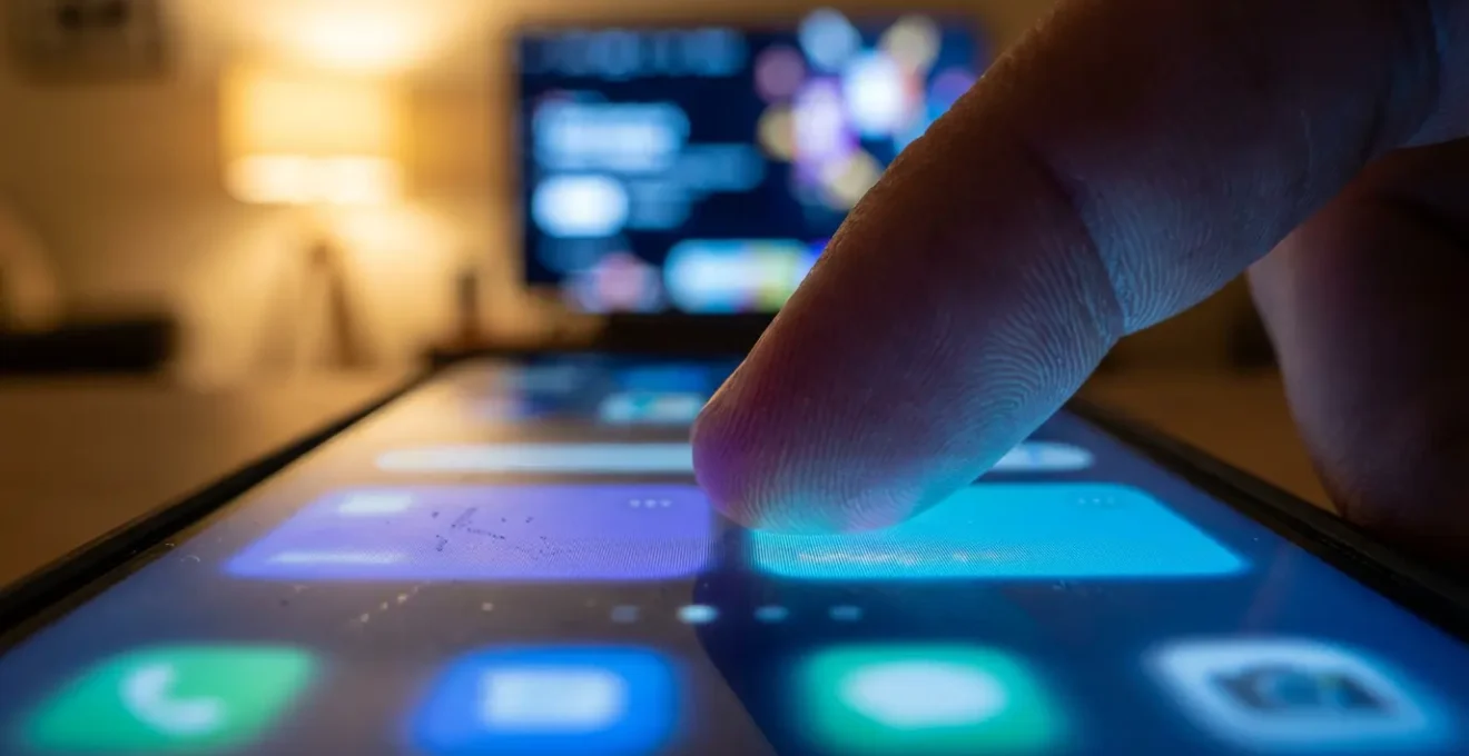 Configuration d'un téléphone et écran de télévision montrant des options de langue