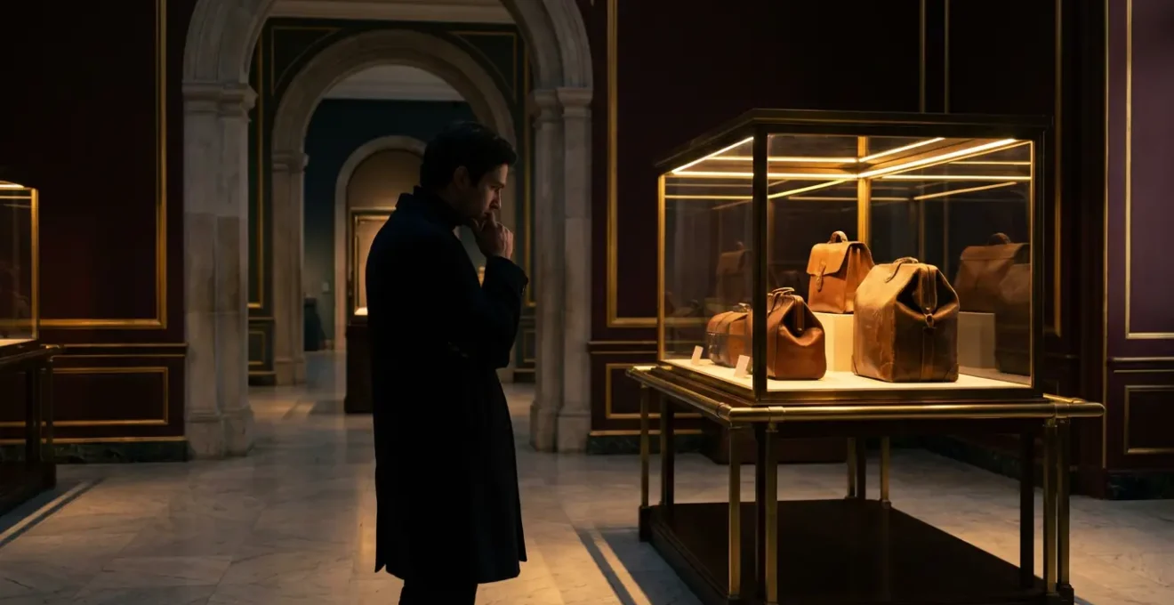 Vue intérieure du Musée des Arts Décoratifs de Paris avec exposition de sacs historiques